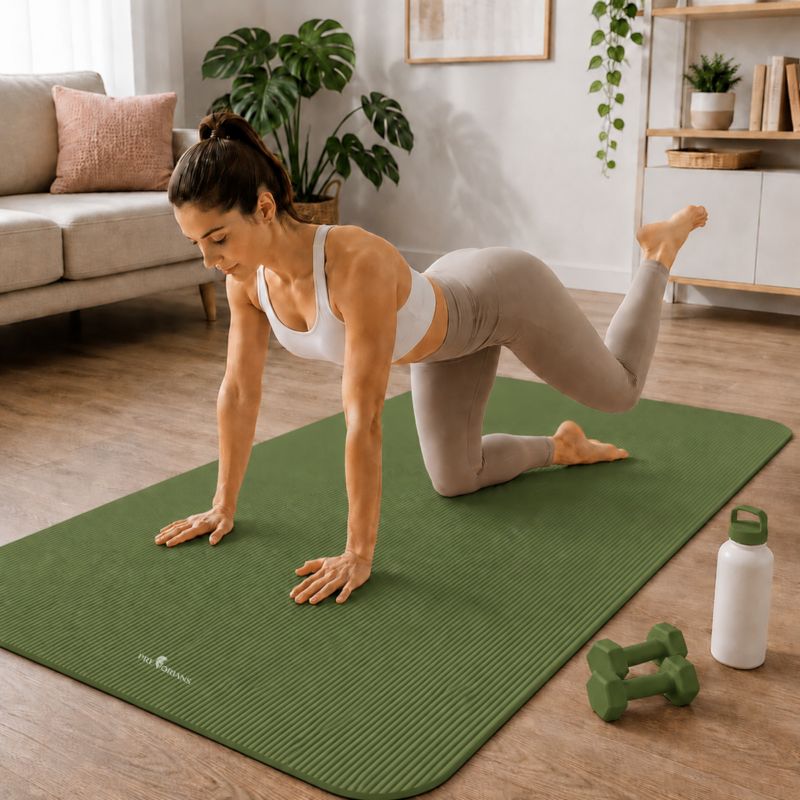 Duża mata do ćwiczeń Be-active.pl 190x100x1,5 cm antypoślizgowa gimnastyczna mata do jogi pilatesu fitness 1 szt. zielona