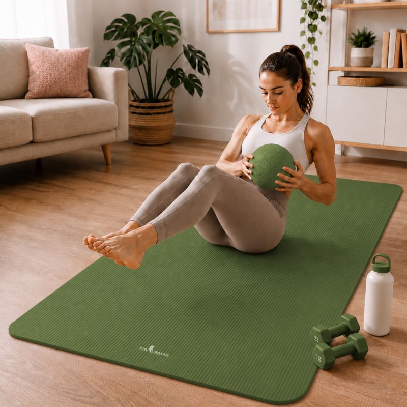 Duża mata do ćwiczeń Be-active.pl 190x100x1,5 cm antypoślizgowa gimnastyczna mata do jogi pilatesu fitness 1 szt. zielona