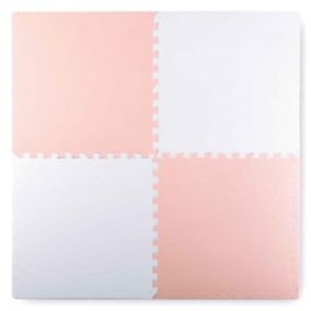Duża mata piankowa Ricokids biało-różowa puzzle piankowe dla dzieci 120x120 cm 1 szt
