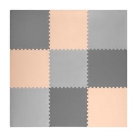 Duża mata piankowa Ricokids szare brzoskwiniowe puzzle piankowe dla dzieci 180x180 cm 1 szt