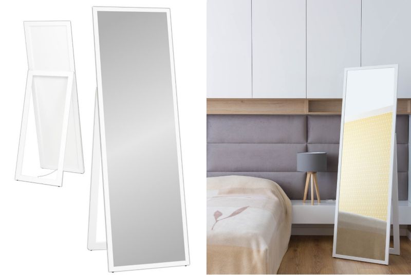 Duże lustro stojące Profilmat 170x50 rama premium wąska biała 1szt.