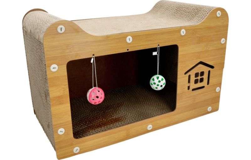 Duży domek dla kota Drel drapak PREMIUM legowisko budka XXL z 2 piłeczkami, 1 szt.