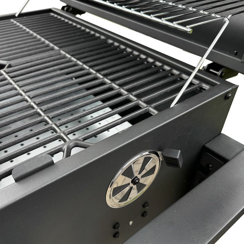 Duży grill węglowy 4iQ Group 113,5x50x107cm ogrodowy z pokrywą 1szt.