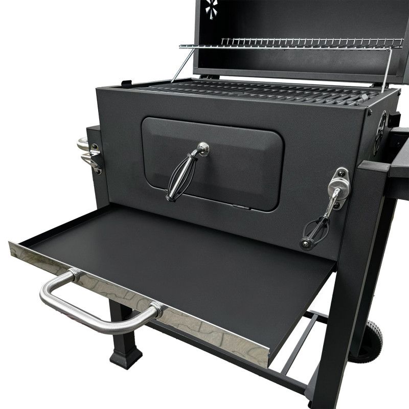 Duży grill węglowy 4iQ Group 113,5x50x107cm ogrodowy z pokrywą 1szt.