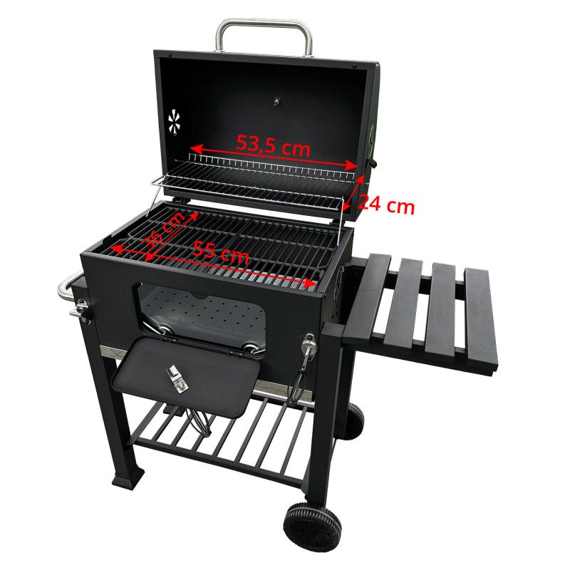 Duży grill węglowy 4iQ Group 113,5x50x107cm ogrodowy z pokrywą oraz pokrowcem 1szt.