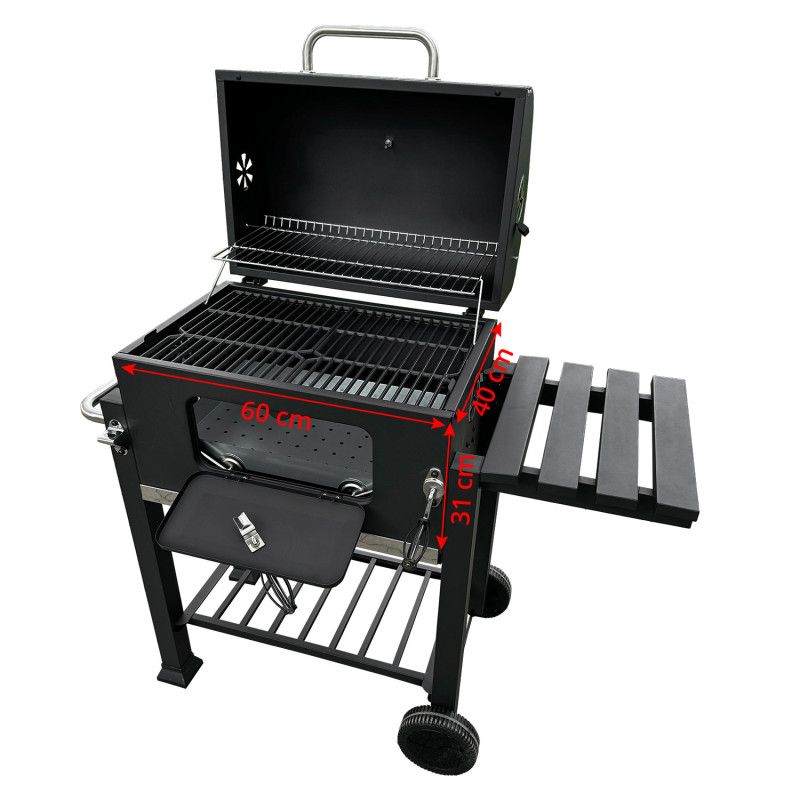 Duży grill węglowy 4iQ Group 113,5x50x107cm ogrodowy z pokrywą oraz pokrowcem 1szt.