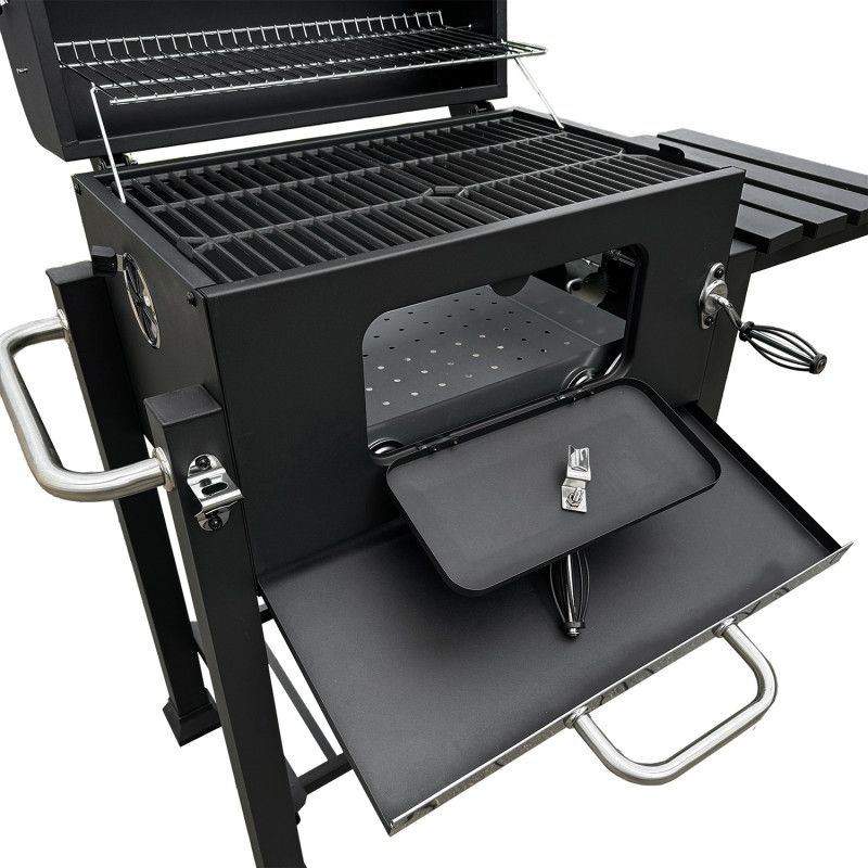 Duży grill węglowy 4iQ Group 113,5x50x107cm ogrodowy z pokrywą oraz pokrowcem 1szt.