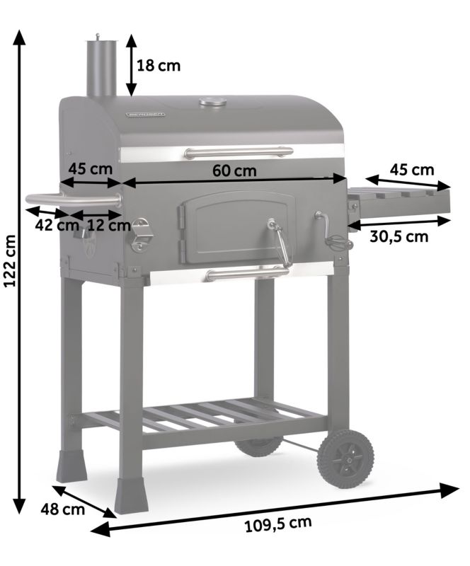 Duży grill węglowy Berdsen 57 x 43 cm ogrodowy z kominem półkami pokrowcem 1 szt.