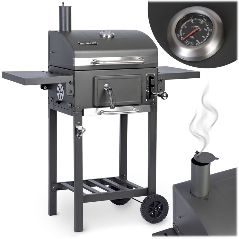 Duży grill węglowy Berdsen BD-892 42 x 31,5 cm ogrodowy z kominem i półkami 1 szt.