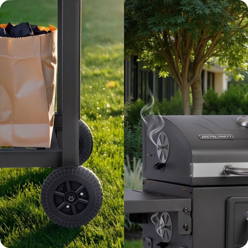 Duży grill węglowy Berdsen BD-892 42 x 31,5 cm ogrodowy z półkami 1 szt.