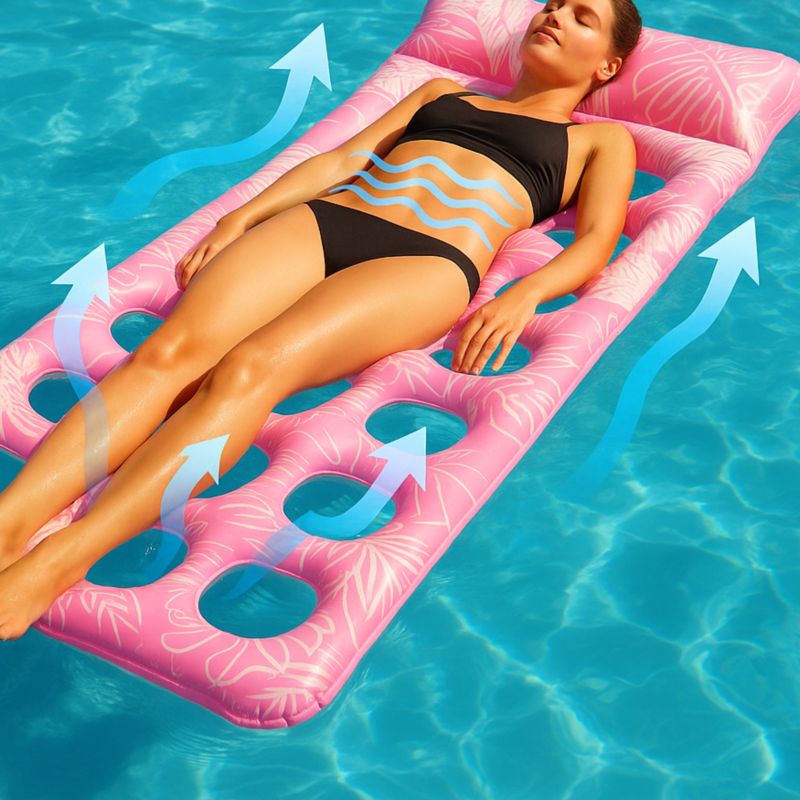 Duży materac dmuchany Be-active.pl o rozmiarze 180x90 cm na basen z pompką różowy 1 szt
