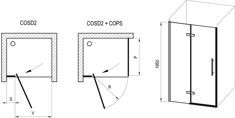 Dwuczęściowe drzwi prysznicowe Ravak COOL COSD2 100 chrom transparent 1szt