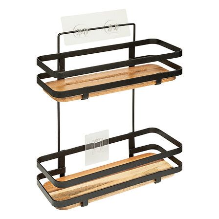 Dwupoziomowa półka łazienkowa Blackacia 5five Simply Smart metalowa brązowa 15x30x25 cm 1 szt.