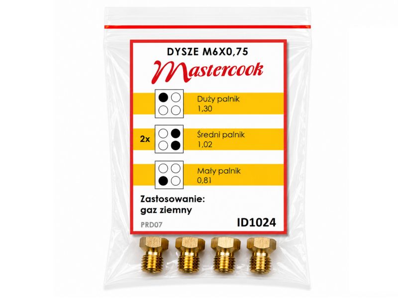 Dysze gazowe Mastercook do gazu z sieci, gaz ziemny - 1 kpl