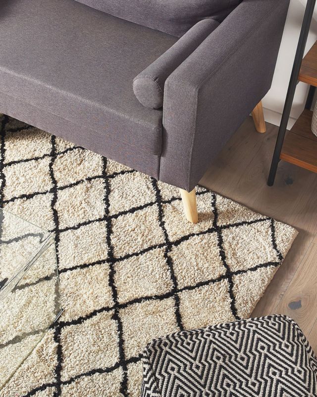 Dywan 200 x 200 cm beżowo-czarny Midyat 1 szt.