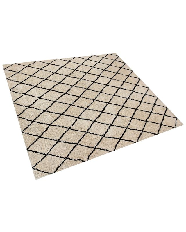 Dywan 200 x 200 cm beżowo-czarny Midyat 1 szt.