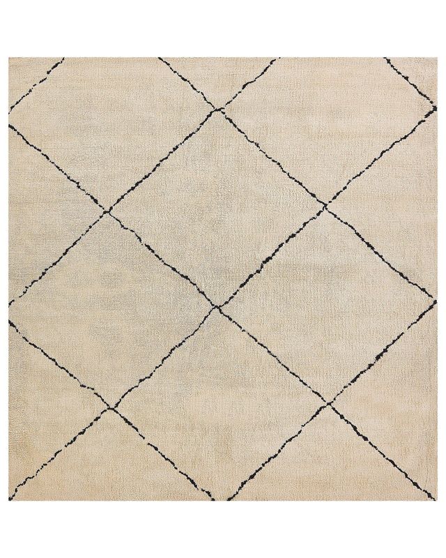 Dywan 200 x 200 cm beżowo-czarny Mutki 1 szt.