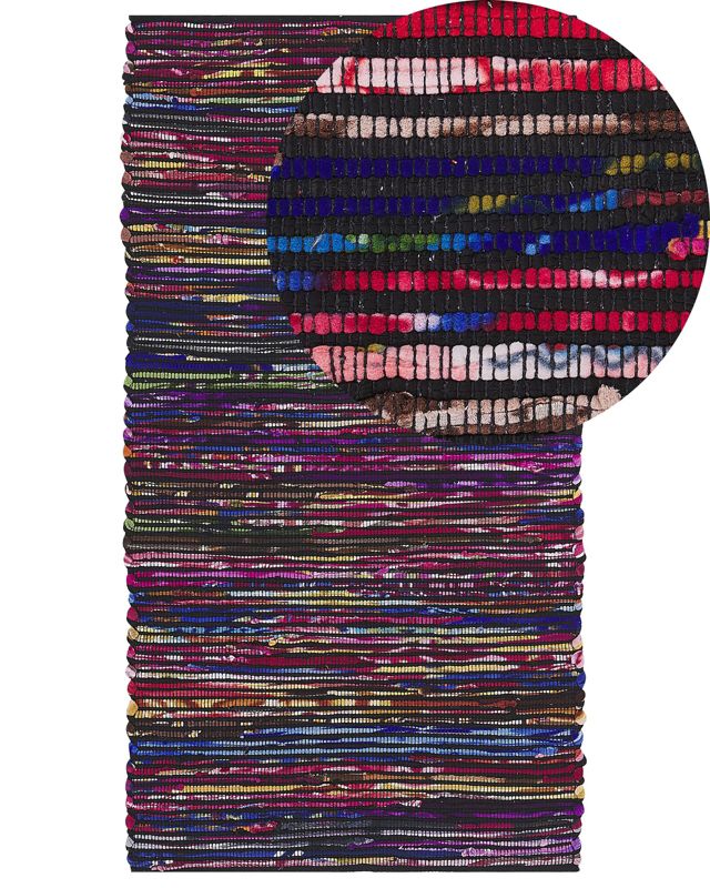 Dywan 80 x 150 cm wielokolorowy czarny Bartin 1 szt.