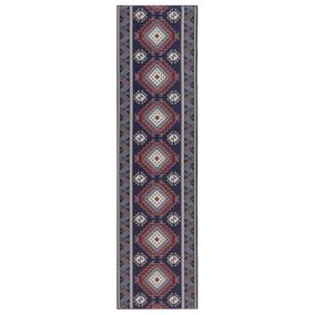 Dywan 80 x 300 cm niebiesko-czerwony Kangal 1 szt.