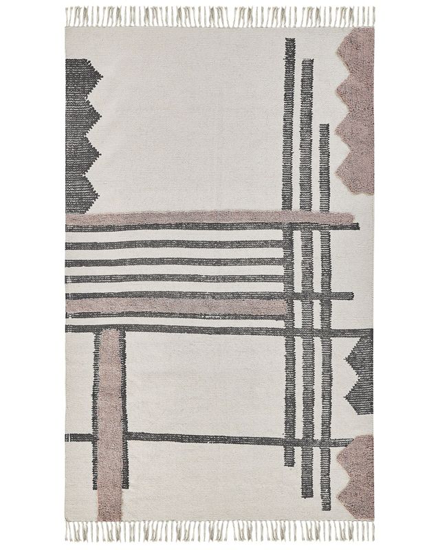 Dywan bawełniany 140 x 200 cm beżowo-czarny Muradiye 1 szt.
