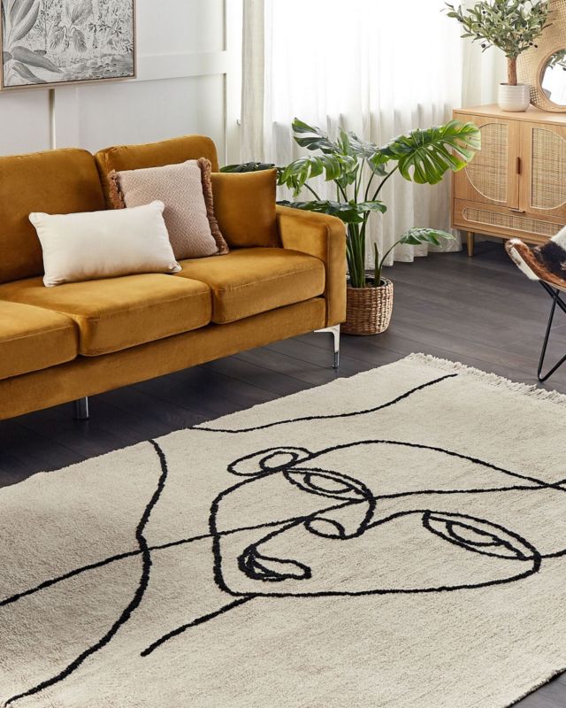 Dywan bawełniany 140 x 200 cm beżowo-czarny Nuru 1 szt.