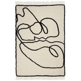 Dywan bawełniany 160 x 230 cm beżowo-czarny Konur 1 szt.