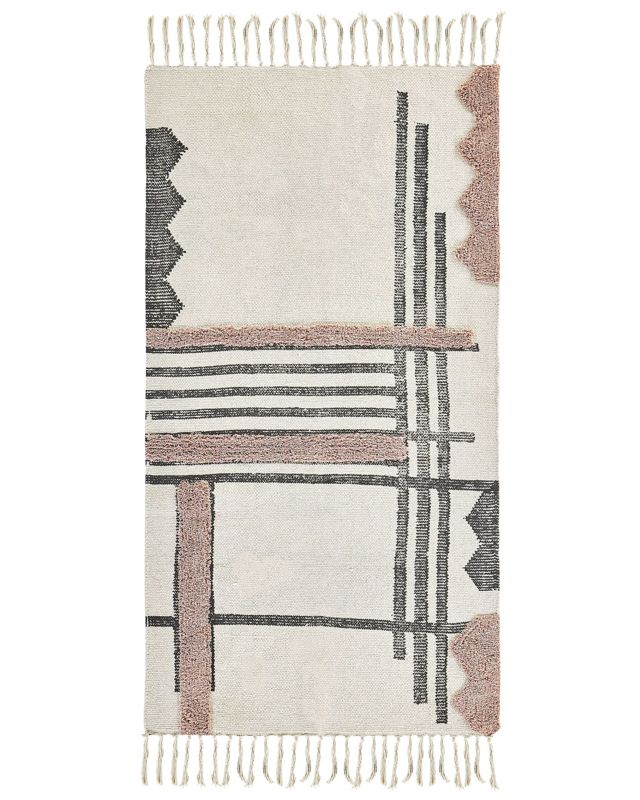 Dywan bawełniany 80 x 150 cm beżowo-czarny Muradiye 1 szt.