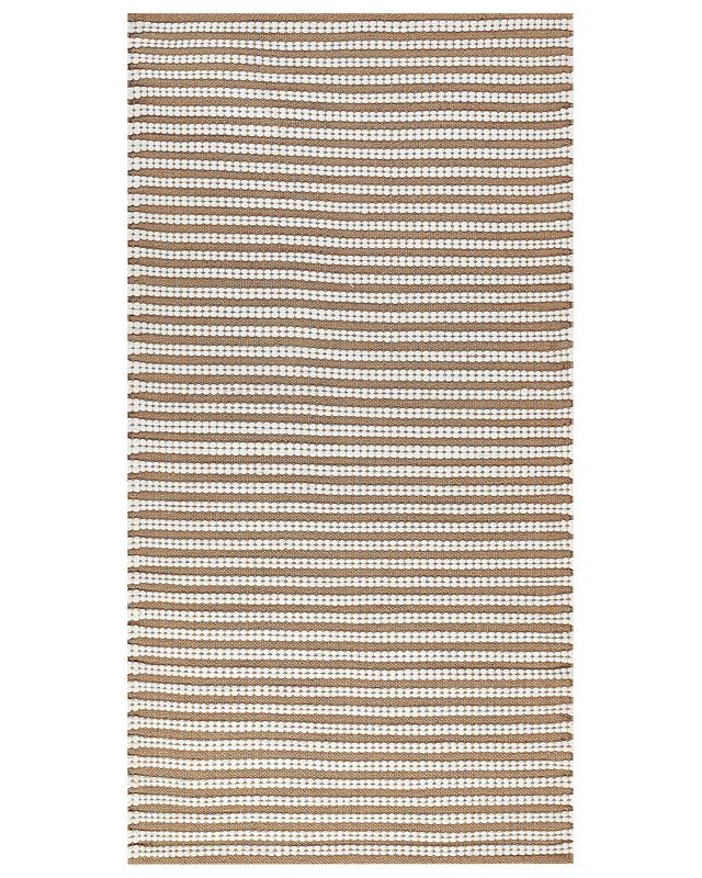 Dywan bawełniany 80 x 150 cm biały z brązowym Sofulu 1 szt.