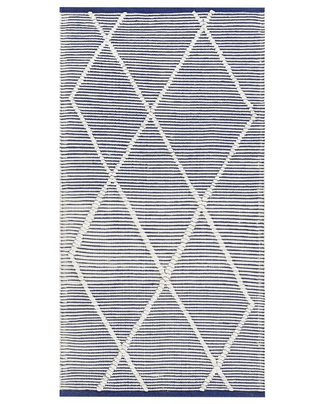Dywan bawełniany 80 x 150 cm biały z niebieskim Synopa 1 szt.