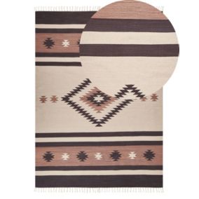 Dywan bawełniany kilim 140 x 200 cm beżowo-brązowy Aragats 1 szt.