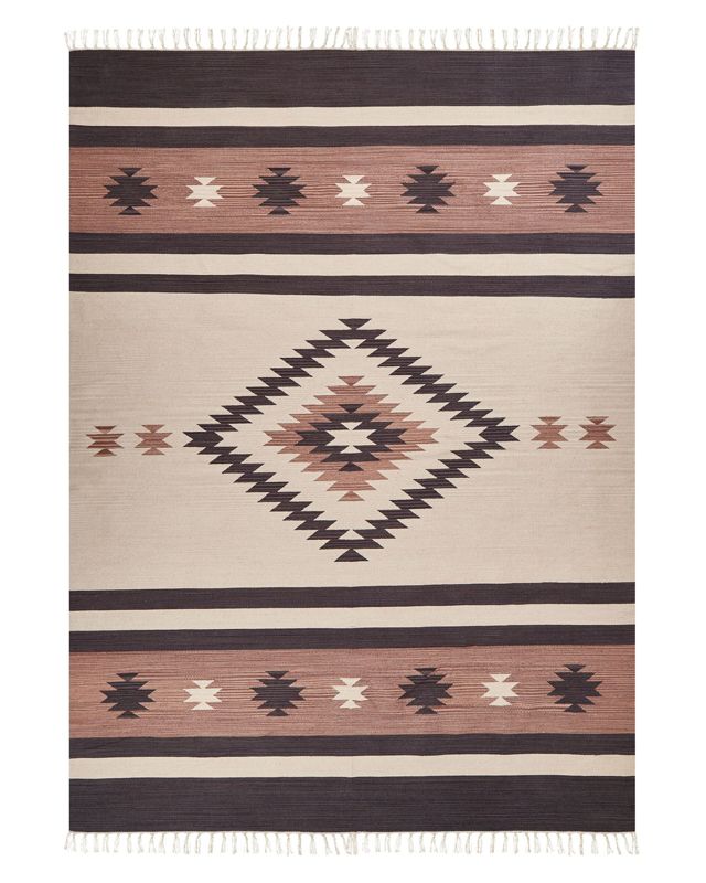 Dywan bawełniany kilim 140 x 200 cm beżowo-brązowy Aragats 1 szt.