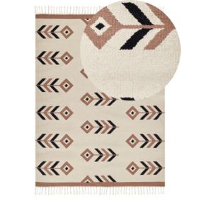 Dywan bawełniany kilim 140 x 200 cm beżowo-czarny Niavan 1 szt.
