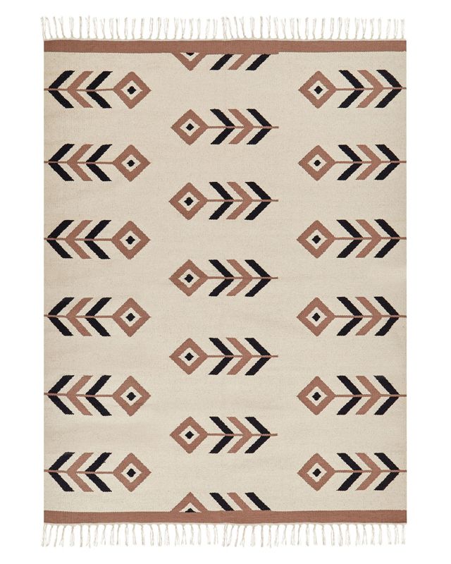 Dywan bawełniany kilim 140 x 200 cm beżowo-czarny Niavan 1 szt.