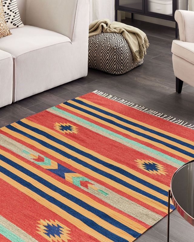 Dywan bawełniany kilim 140 x 200 cm wielokolorowy Hatis 1 szt.
