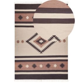 Dywan bawełniany kilim 200 x 300 cm beżowo-brązowy Aragats 1 szt.