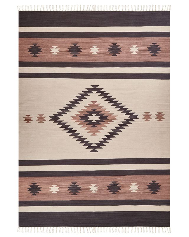 Dywan bawełniany kilim 200 x 300 cm beżowo-brązowy Aragats 1 szt.