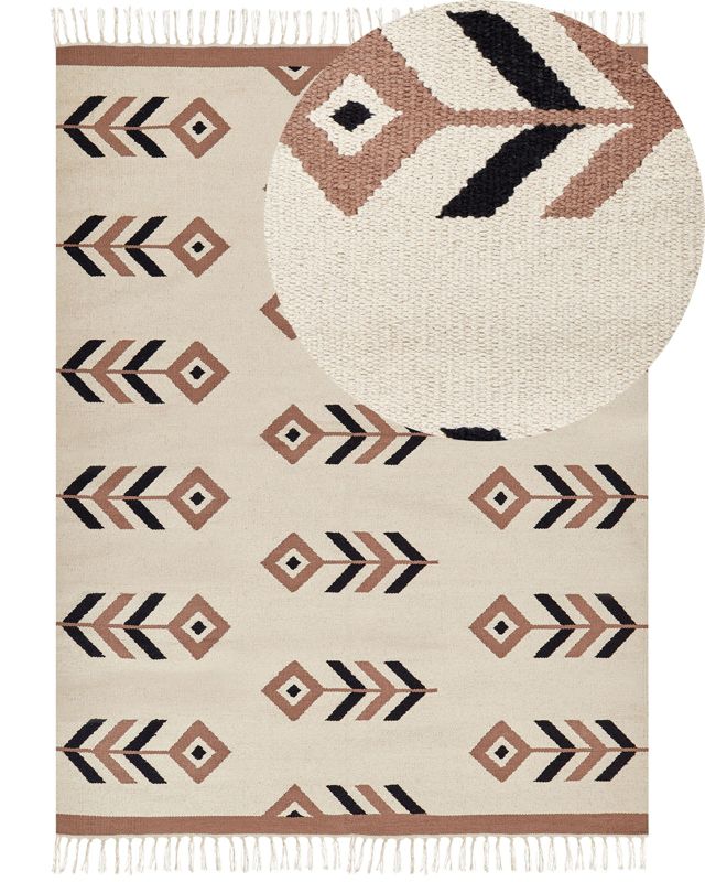 Dywan bawełniany kilim 200 x 300 cm beżowo-czarny Niavan 1 szt.