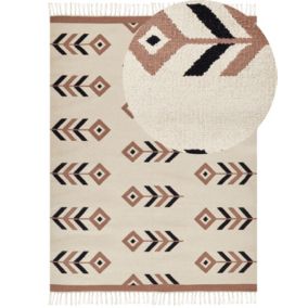 Dywan bawełniany kilim 200 x 300 cm beżowo-czarny Niavan 1 szt.