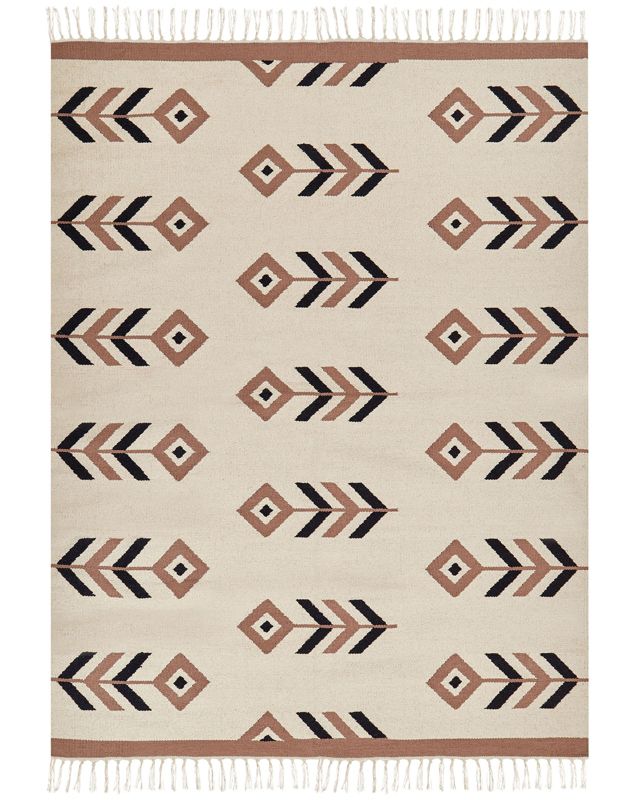 Dywan bawełniany kilim 200 x 300 cm beżowo-czarny Niavan 1 szt.