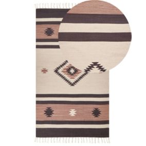 Dywan bawełniany kilim 80 x 150 cm beżowo-brązowy Aragats 1 szt.