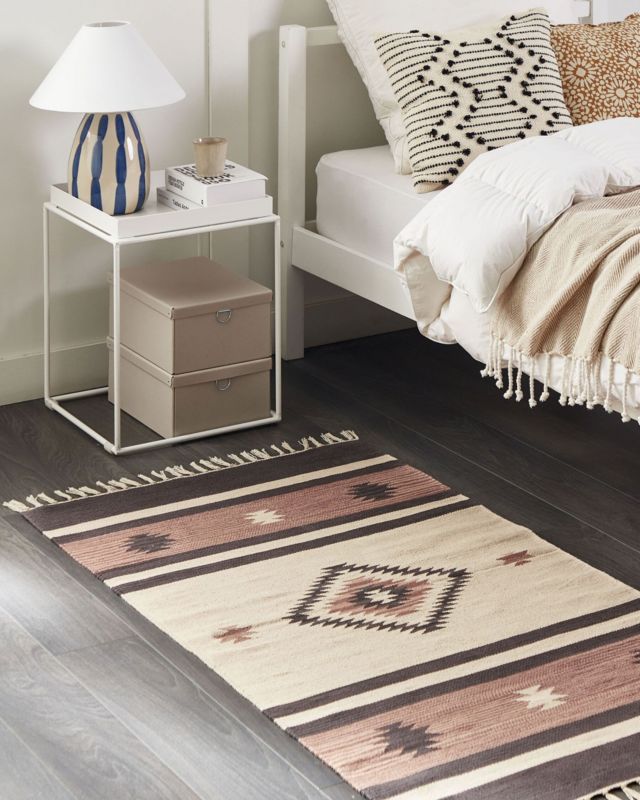 Dywan bawełniany kilim 80 x 150 cm beżowo-brązowy Aragats 1 szt.