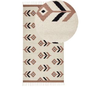 Dywan bawełniany kilim 80 x 150 cm beżowo-czarny Niavan 1 szt.