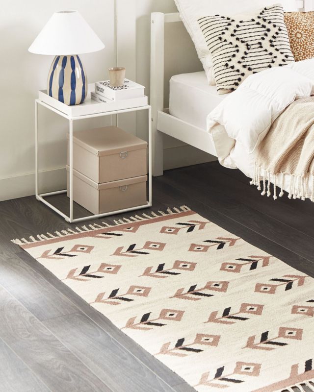 Dywan bawełniany kilim 80 x 150 cm beżowo-czarny Niavan 1 szt.