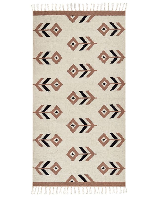 Dywan bawełniany kilim 80 x 150 cm beżowo-czarny Niavan 1 szt.