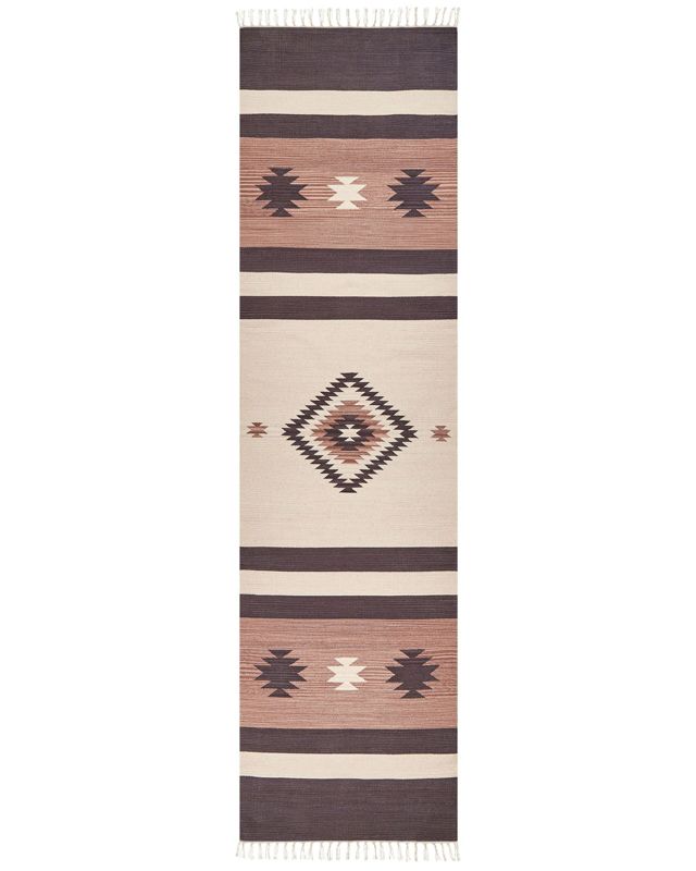 Dywan bawełniany kilim 80 x 300 cm beżowo-brązowy Aragats 1 szt.