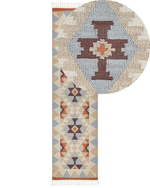 Dywan bawełniany kilim 80 x 300 cm wielokolorowy Dilijan 1 szt.