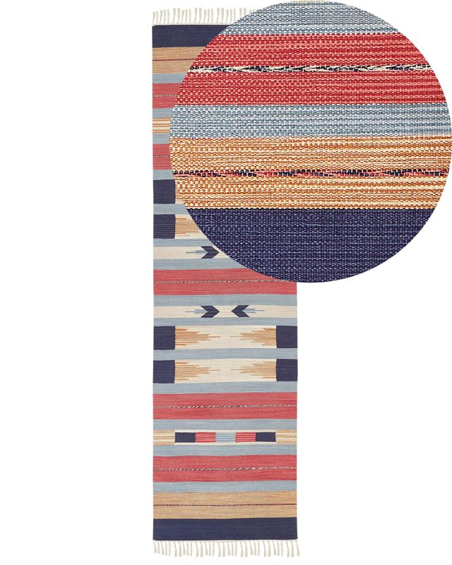 Dywan bawełniany kilim 80 x 300 cm wielokolorowy Gandzak 1 szt.