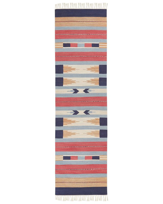 Dywan bawełniany kilim 80 x 300 cm wielokolorowy Gandzak 1 szt.