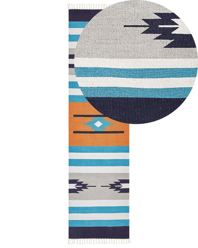 Dywan bawełniany kilim 80 x 300 cm wielokolorowy Noratus 1 szt.