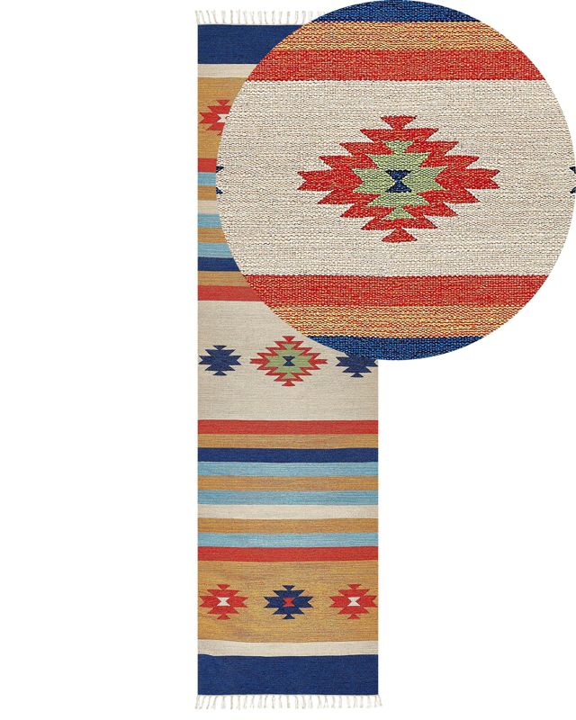 Dywan bawełniany kilim 80 x 300 cm wielokolorowy Taronik 1 szt.